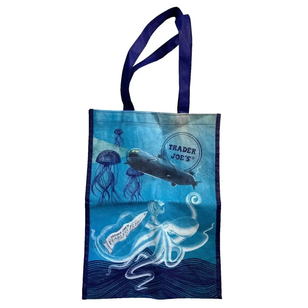 TRADER JOE'S ECO Reusable Shopping Grocery Bag - OCEAN/MARINE LIFE Themed